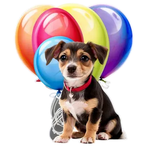 Small Dog With Balloons Png Kob90 PNG Image