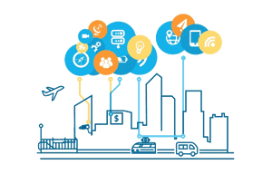 Smart City Connectivity Illustration PNG with transparent background