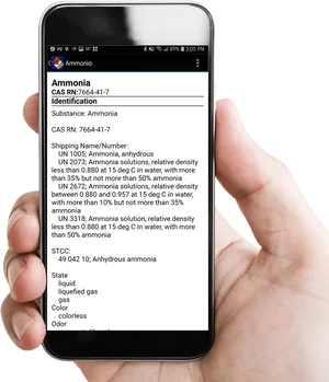 Smartphone_ Ammonia_ Chemical_ Information_ Hand_ Hold PNG Image