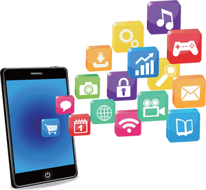 Smartphone App Icons Floating PNG image with transparent background