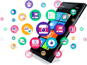 Smartphone App Icons Floating PNG image with transparent background