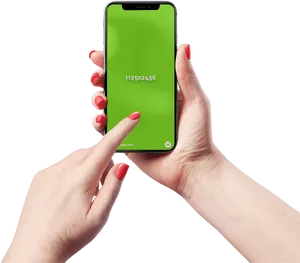 Smartphone Green Screen Hand Interaction PNG Image