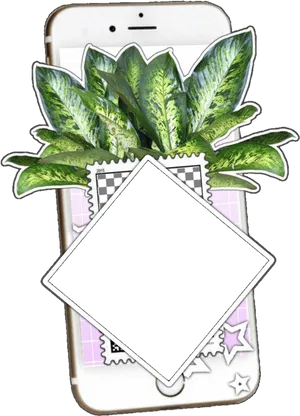 Smartphone Plant Aesthetic Overlay PNG Image