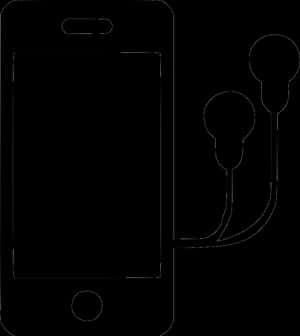 Smartphoneand Earphones Outline PNG image with transparent background