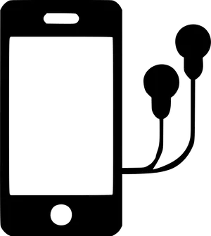 Smartphoneand Earphones Outline PNG Image