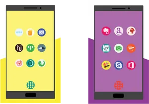 Smartphones_with_ App_ Icons PNG Image