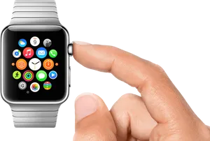 Smartwatch Interaction Finger Touch PNG Image