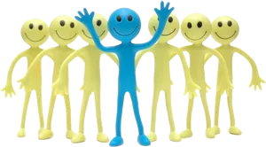 Smiley Figures Standing Out Blue PNG Image