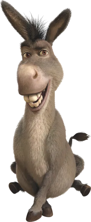 Smiling Animated Donkey Character PNG Image