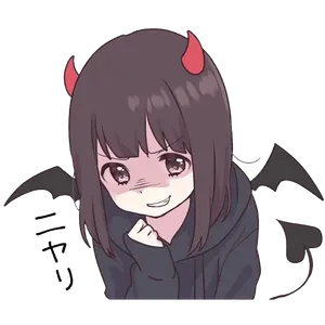 Smiling Anime Demon Girl PNG Image