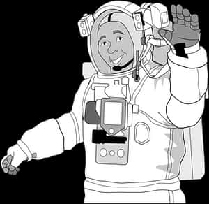 Smiling Astronaut Waving Hand Illustration PNG image with transparent background
