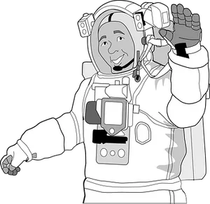 Smiling Astronaut Waving Hand Illustration PNG Image