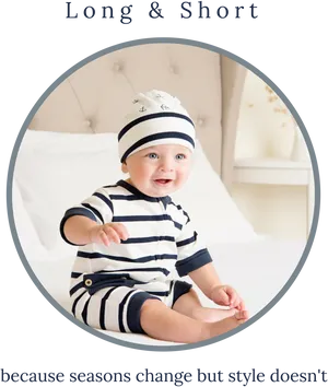 Smiling Babyin Nautical Outfit PNG Image