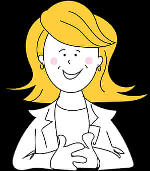 Smiling Blonde Cartoon Woman PNG image with transparent background