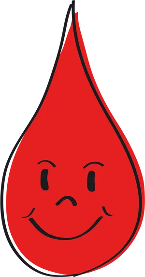 Smiling Blood Drop Cartoon PNG Image