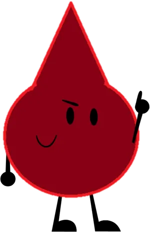 Smiling Blood Drop Character PNG Image