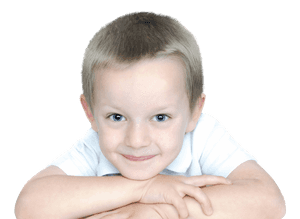 Smiling Boy Leaningon Hands PNG image with transparent background