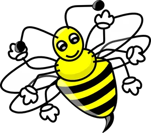 Smiling Cartoon Bee Clipart PNG Image