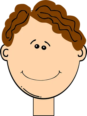 Smiling Cartoon Childwith Brown Hair PNG Image