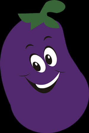 Smiling Cartoon Eggplant PNG image with transparent background
