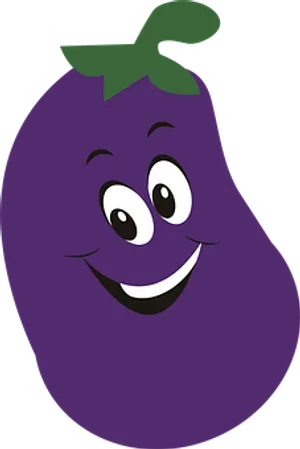 Smiling Cartoon Eggplant PNG Image