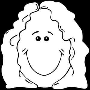 Smiling Cartoon Face Blackand White PNG image with transparent background