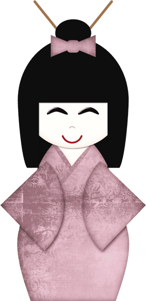 Smiling Cartoon Geisha PNG image with transparent background
