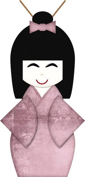 Smiling Cartoon Geisha PNG Image