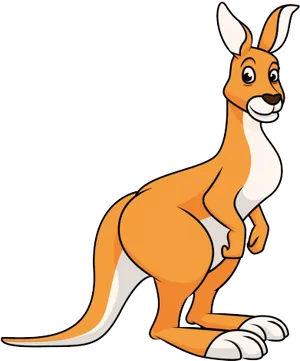 Smiling Cartoon Kangaroo PNG Image