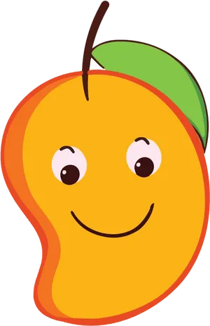 Smiling Cartoon Mango Character PNG Image