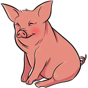 Smiling Cartoon Pig PNG Image