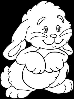 Smiling Cartoon Rabbit Line Art PNG image with transparent background