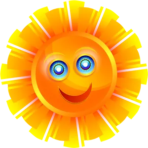 Smiling Cartoon Sun Graphic PNG Image