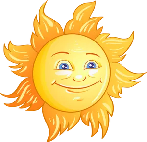 Smiling Cartoon Sun Graphic PNG Image