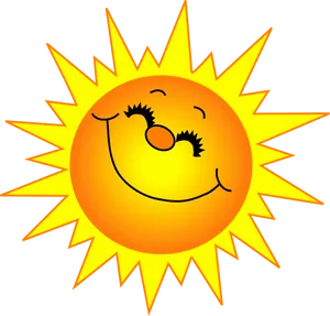 Smiling Cartoon Sun Transparent Background PNG Image