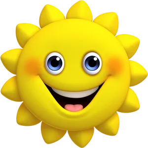 Smiling Cartoon Sun Transparent Background PNG Image