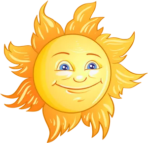 Smiling Cartoon Sun PNG Image