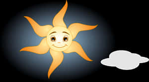 Smiling Cartoon Sunand Cloud PNG image with transparent background