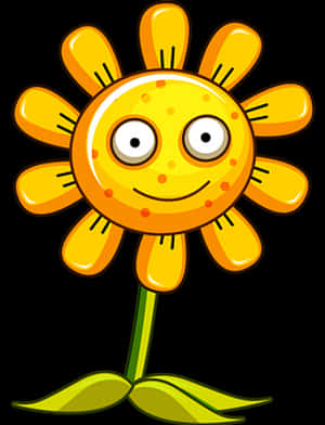 Smiling Cartoon Sunflower PNG with transparent background