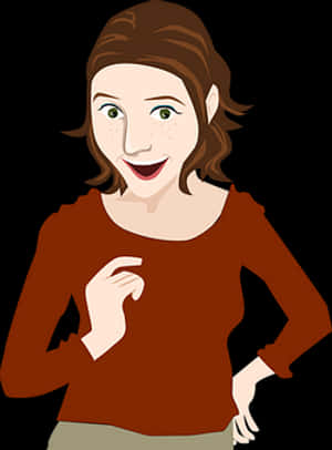Smiling Cartoon Woman Vector PNG with transparent background