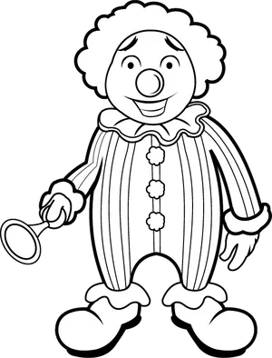 Smiling Clown With Nose Outline PNG Image