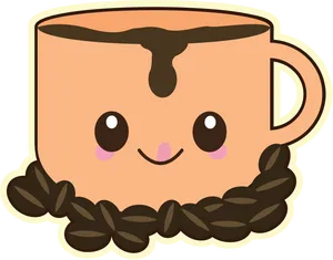 Smiling Coffee Cup Cartoon.png PNG Image