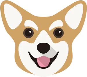 Smiling Corgi Cartoon Head PNG Image