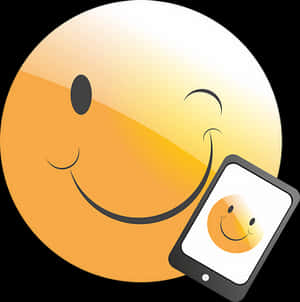 Smiling Emoji Mobile Concept PNG image with transparent background