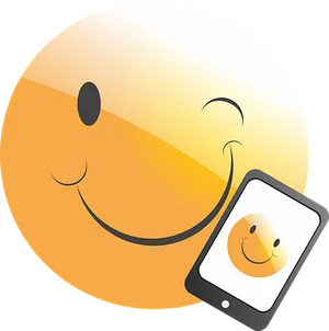 Smiling Emoji Mobile Concept PNG Image