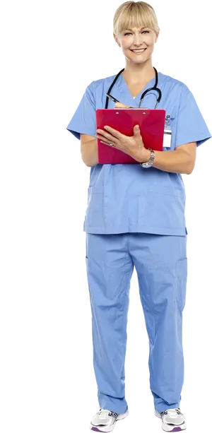 Smiling Female Doctorwith Clipboard PNG Image