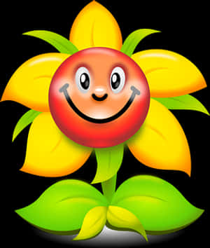 Smiling Flower Cartoon Character PNG image with transparent background