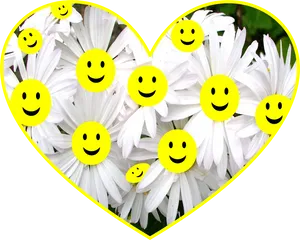 Smiling Flowersin Heart Shape PNG Image