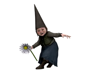 Smiling Gnome With Flower PNG Image