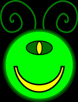 Smiling Green Alien Face PNG image with transparent background